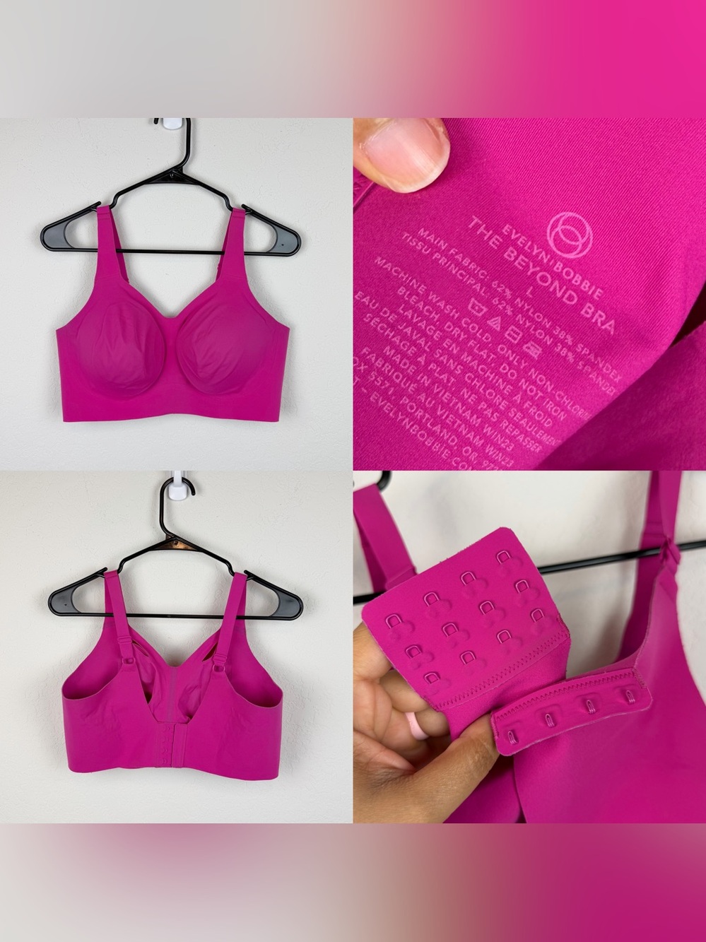 •EVELYN & BOBBY• The Beyond Bra Wireless Size Large Pink